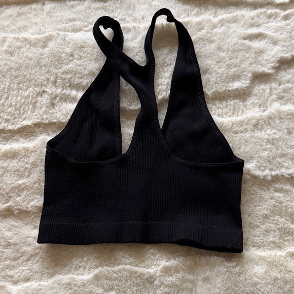 Free People Intimately Black Ribbed Racerback  Bralette - Picture 3 of 4